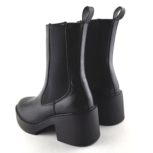 Nine West Women's Doleas Black Faux Leather Platform Slip On Ankle Boots Sz 6.5M - Picture 5 of 16